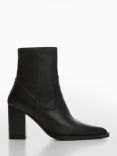 Mango Laly Leather Ankle Boots, Black