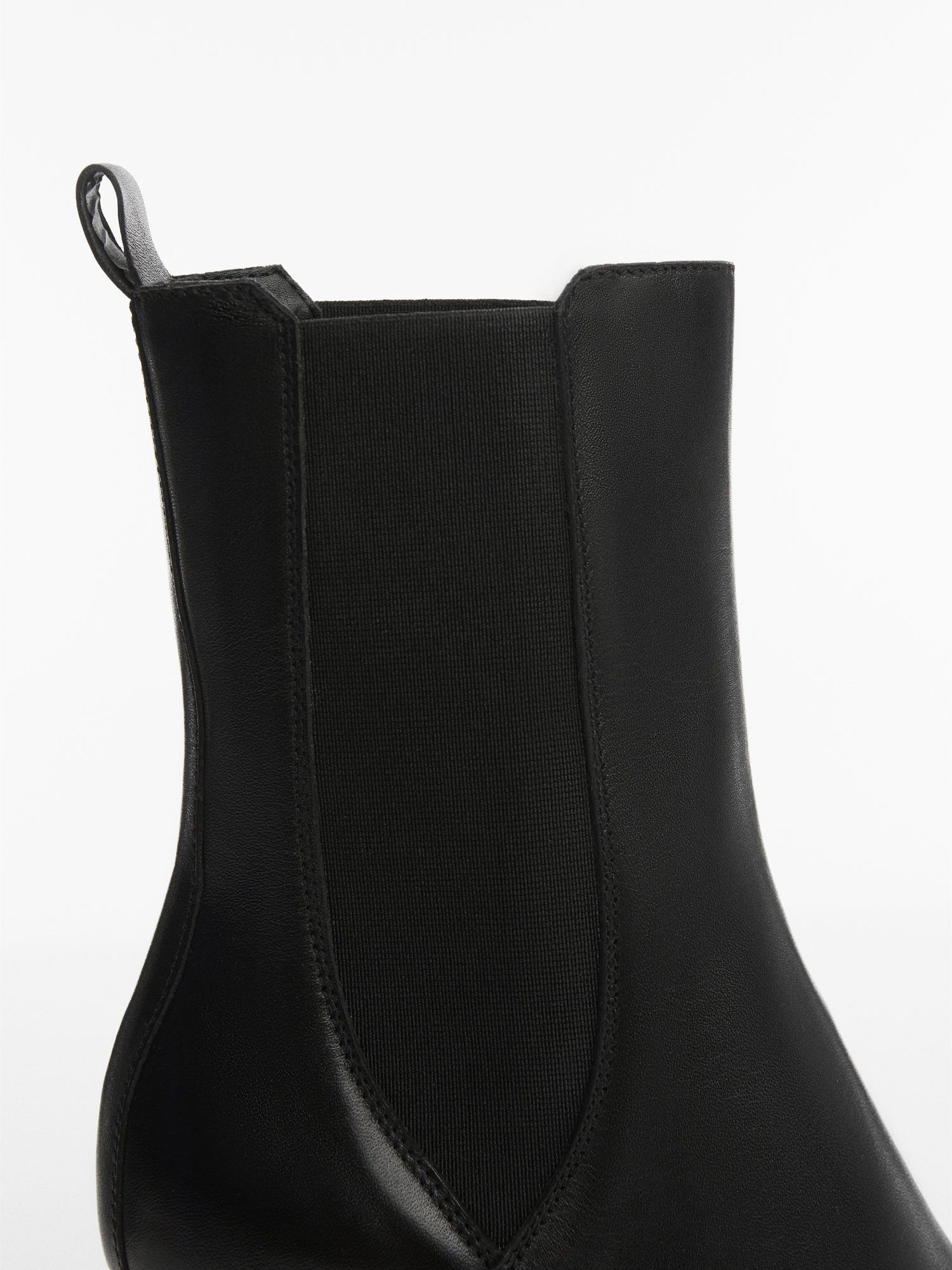 Mango Bandy Leather Blend Ankle Boots, Black at John Lewis & Partners