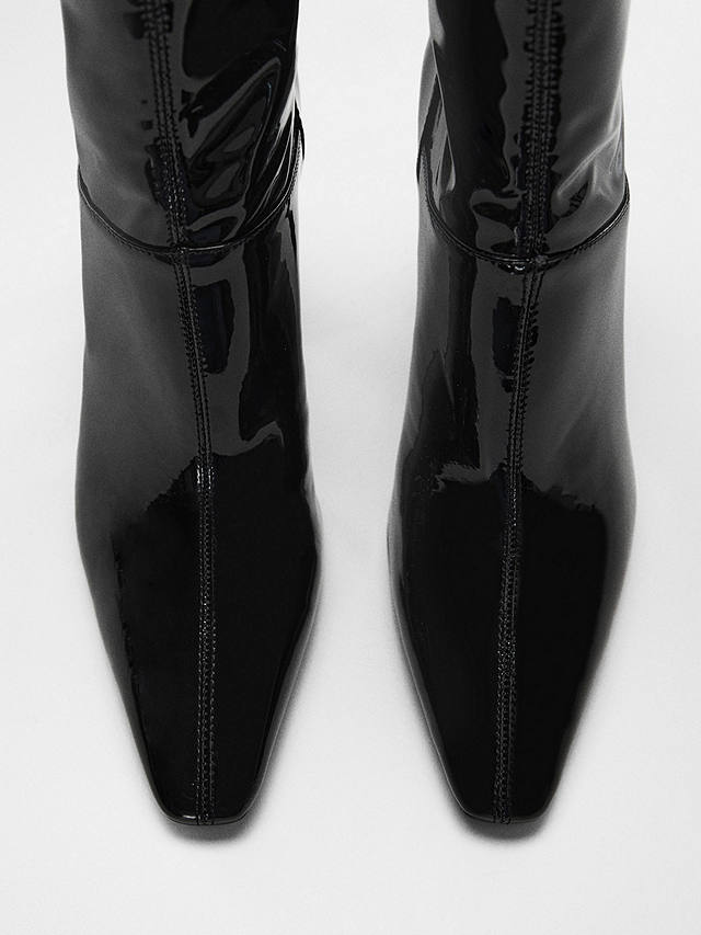 Mango Misa Pointed Stiletto Boots, Black at John Lewis & Partners