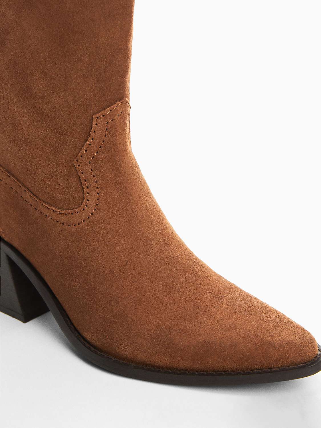 Buy Mango Plain Cowboy Suede Boots, Medium Brown Online at johnlewis.com