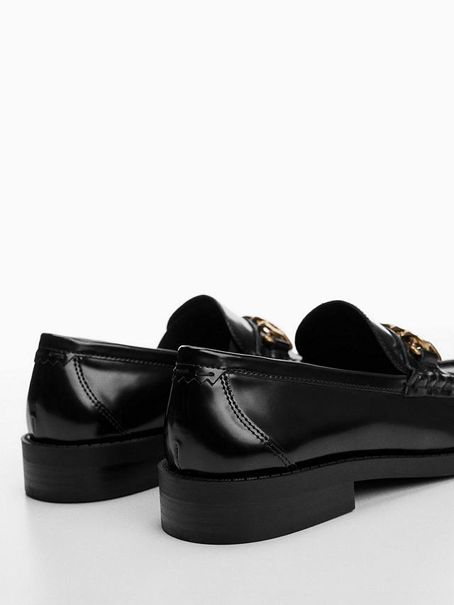 Mango Cole Chain Detail Loafers, Black