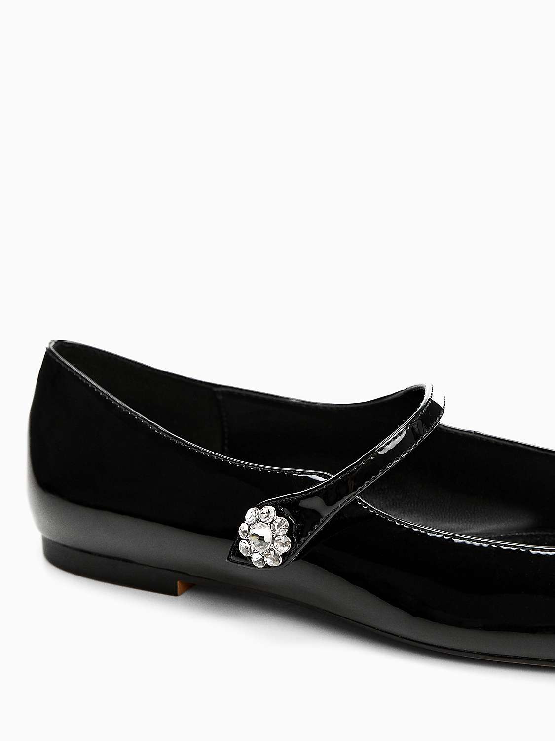 Buy Mango Patent Flat Shoes, Black Online at johnlewis.com
