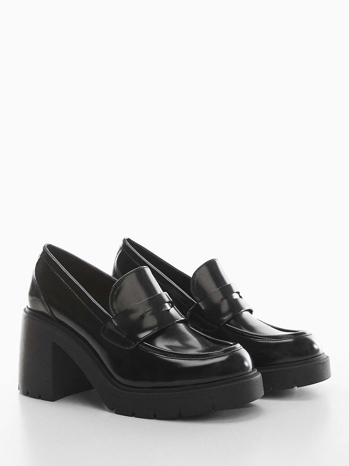 Buy Mango Nota Heeled Loafers, Black Online at johnlewis.com