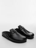 Mango Uyuni Leather Clog Shoes, Black