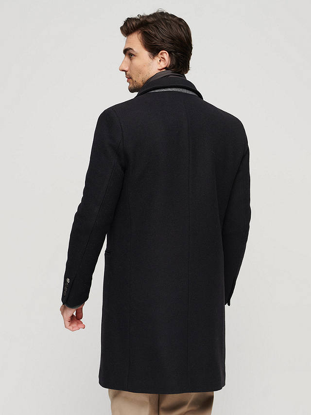 Superdry 2 In 1 Wool Town Coat, Black at John Lewis & Partners