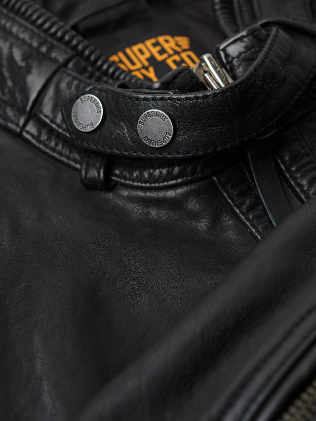 Superdry Leather Racer Jacket, Cow Indie Black