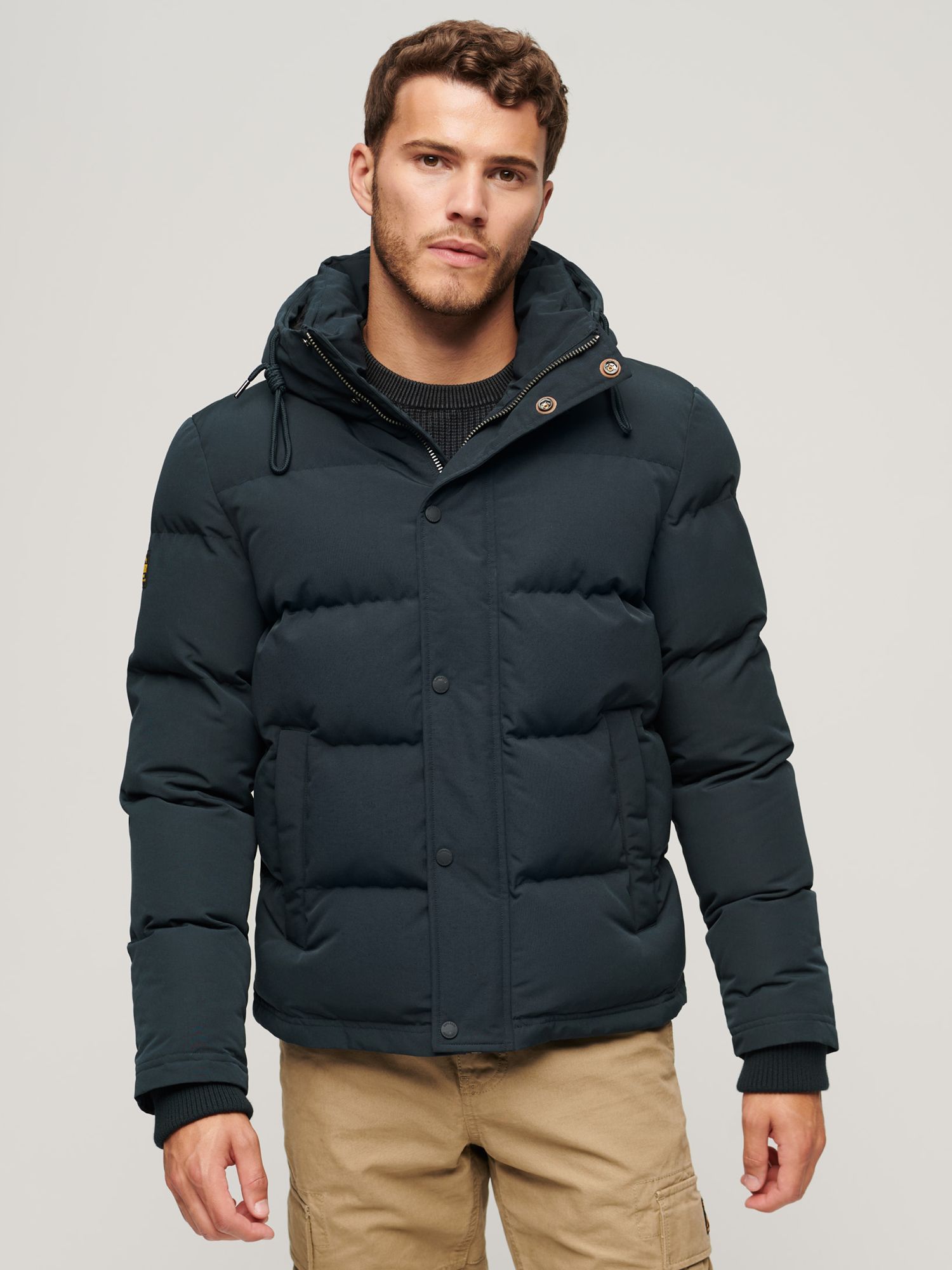 Superdry Everest Hooded Puffer Jacket, Nordic Chrome Navy at John Lewis ...