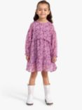 Lindex Kids' Chiffon Long Sleeve Tiered Dress, Lilac