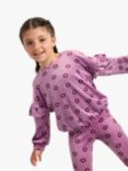 Lindex Kids' Frill Sleeve Velour Jumper, Lilac/Multi