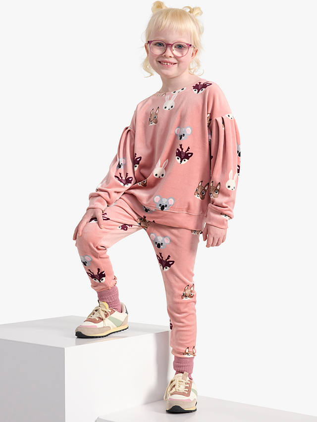 Lindex Kids' Animal Print Velour Sweatshirt, Pink