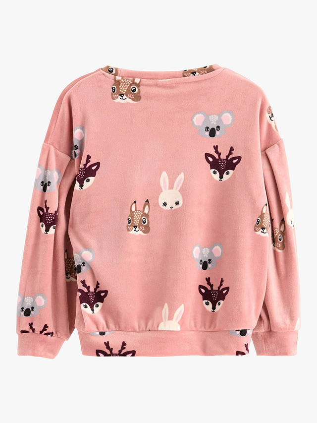 Lindex Kids' Animal Print Velour Sweatshirt, Pink