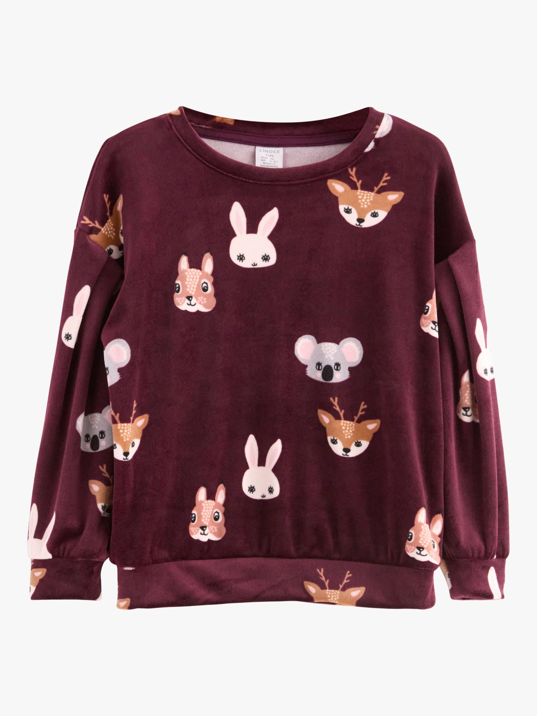 Lindex Kids' Animal Print Velour Sweatshirt, Lilac at John Lewis & Partners