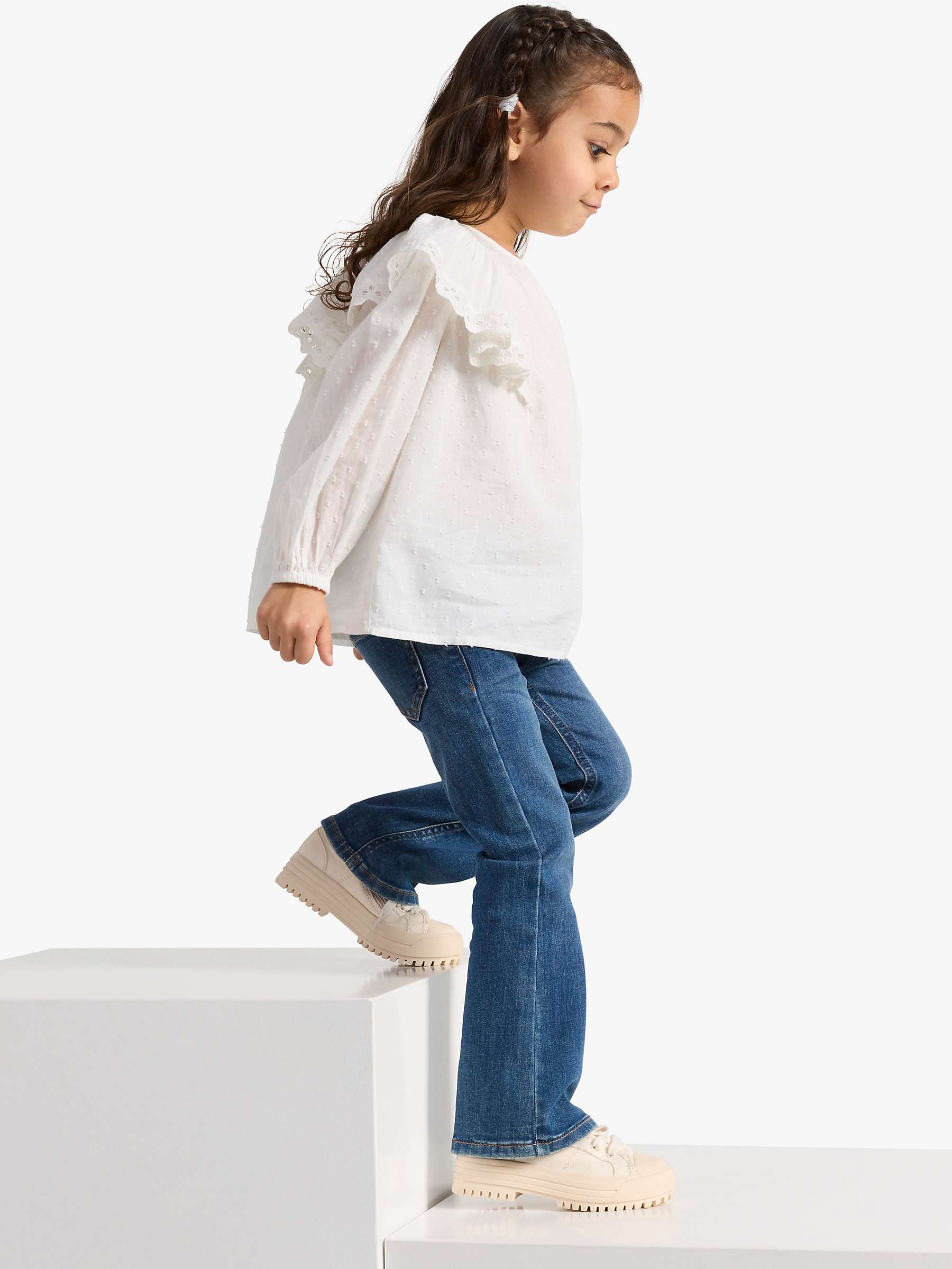 Buy Lindex Kids' Swissdot Flounce Organic Cotton Blouse, White Online at johnlewis.com