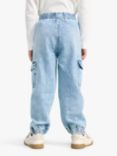 Lindex Kids' Denim Straight Cargo Trousers, Blue