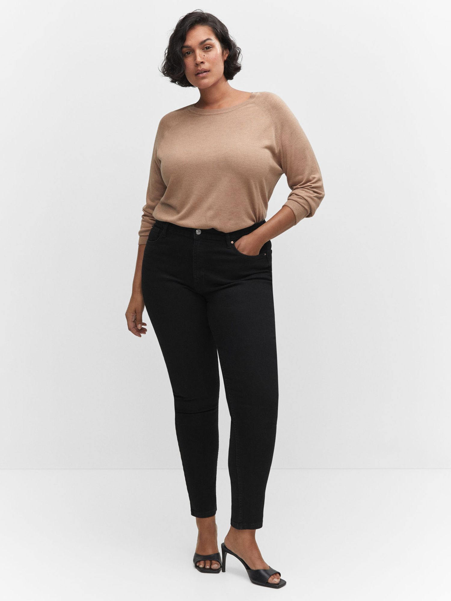 Mango Abby High Rise Skinny Jeans, Open Grey at John Lewis & Partners