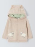 John Lewis Baby Sheep Hooded Cardigan, Oatmeal