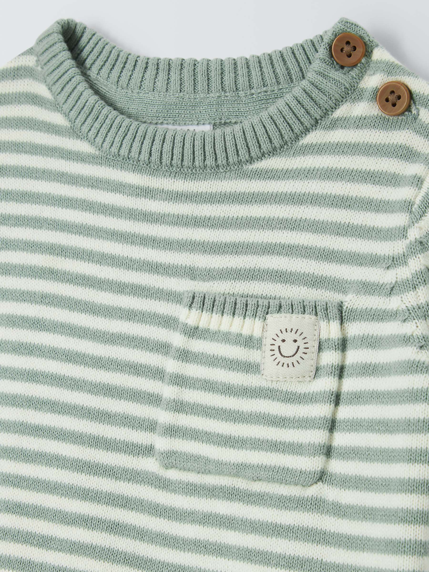 Buy John Lewis Baby Knitted Stripe Top & Shorts, Green Online at johnlewis.com