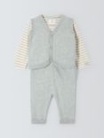 John Lewis Baby Bodysuit, Knitted Trousers & Vest Cardigan Set, Grey/Multi
