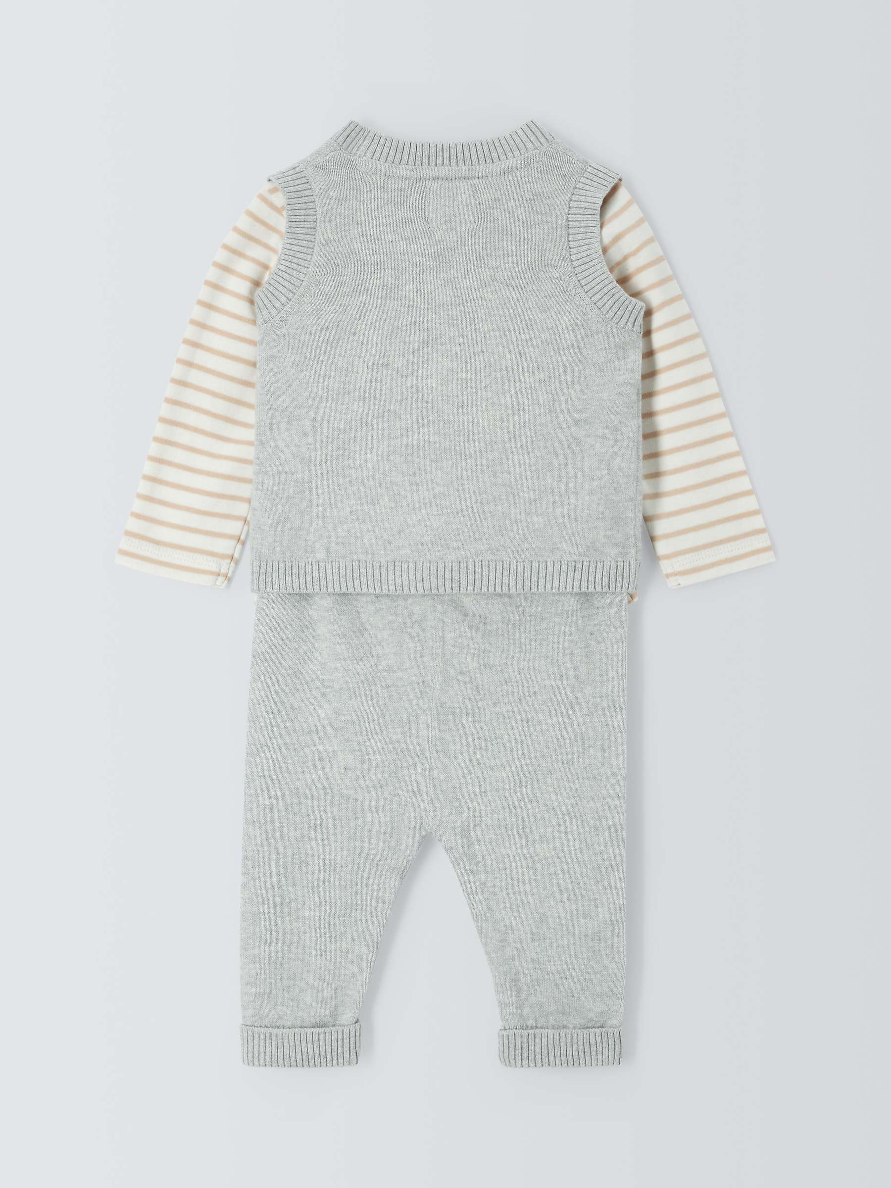 Buy John Lewis Baby Bodysuit, Knitted Trousers & Vest Cardigan Set, Grey/Multi Online at johnlewis.com