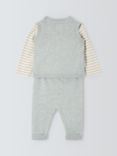 John Lewis Baby Bodysuit, Knitted Trousers & Vest Cardigan Set, Grey/Multi