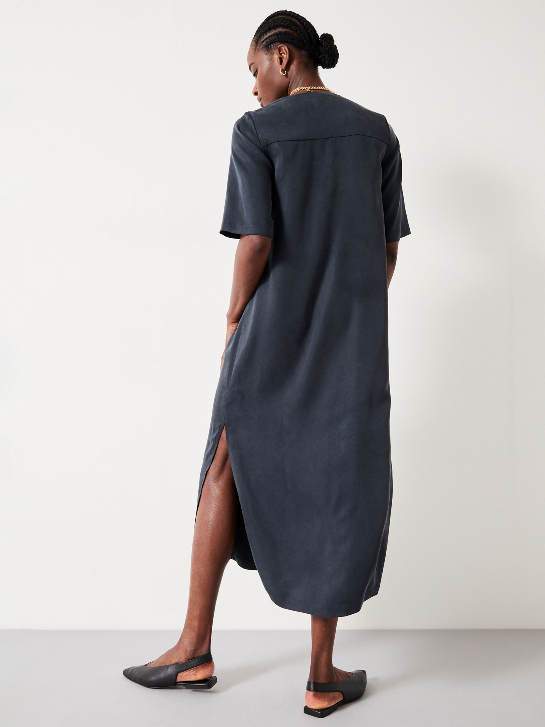 HUSH Reyna Midi T-Shirt Dress, Washed Black at John Lewis & Partners