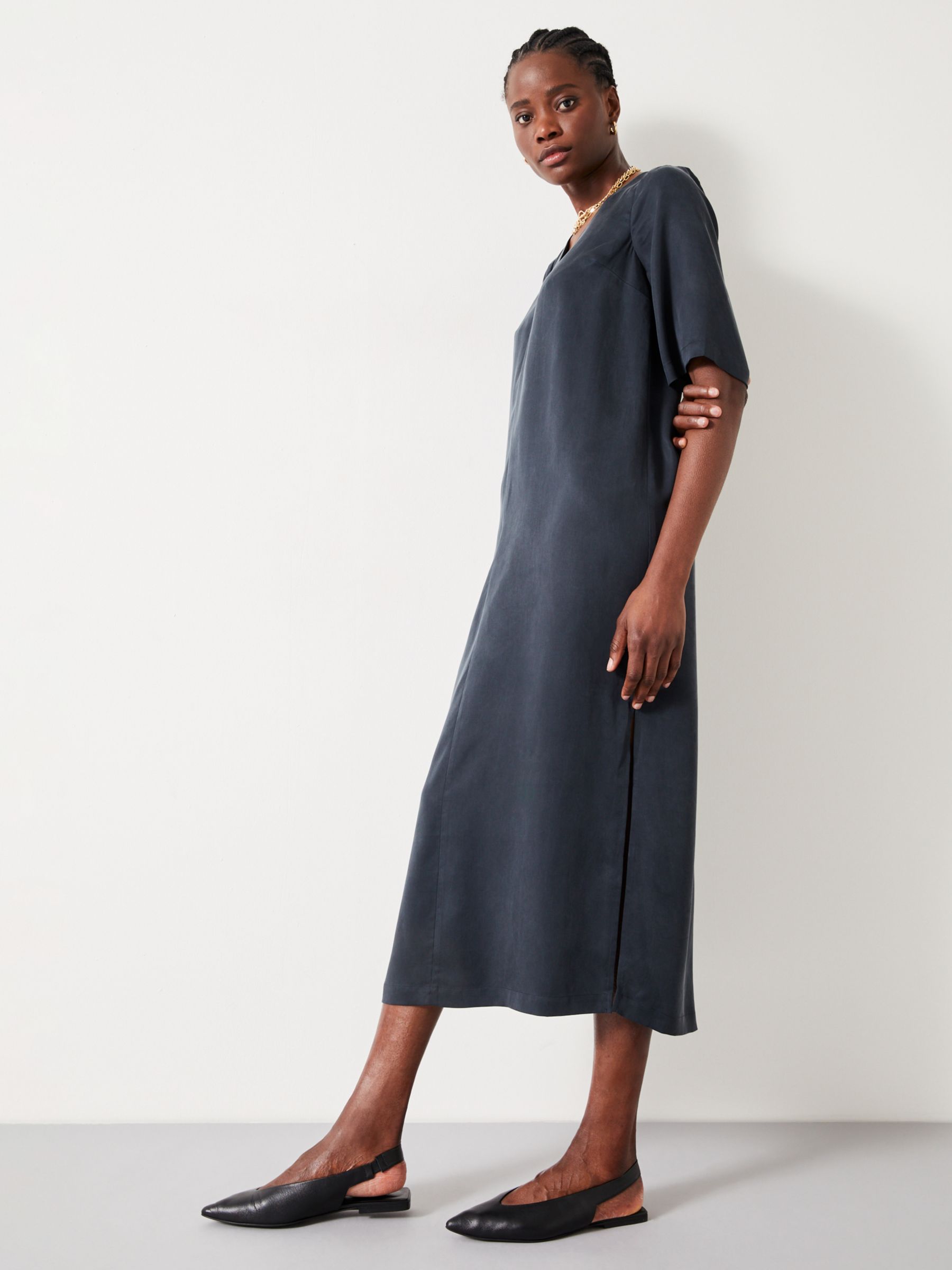 Buy HUSH Reyna Midi T-Shirt Dress, Washed Black Online at johnlewis.com