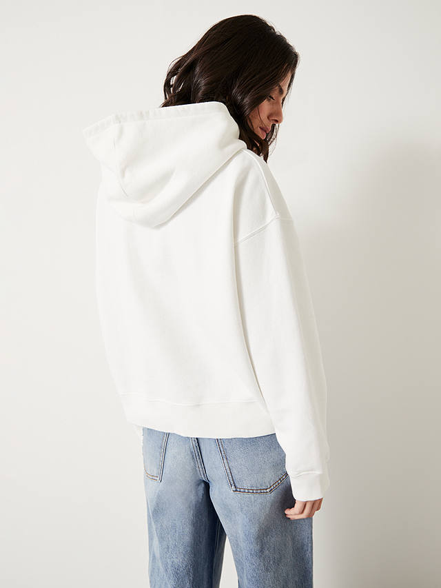 HUSH Graphic Cropped Hoodie, Ivory