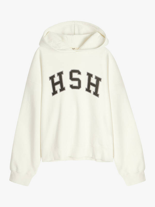 HUSH Graphic Cropped Hoodie, Ivory