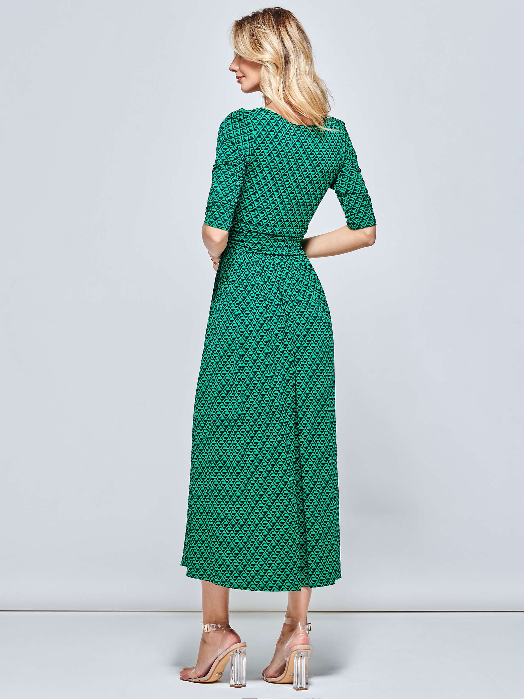 Buy Jolie Moi Geometric Print Jersey Midi Dress, Green Online at johnlewis.com