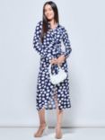 Jolie Moi Polka Dot Jersey Midi Dress, Navy, Navy