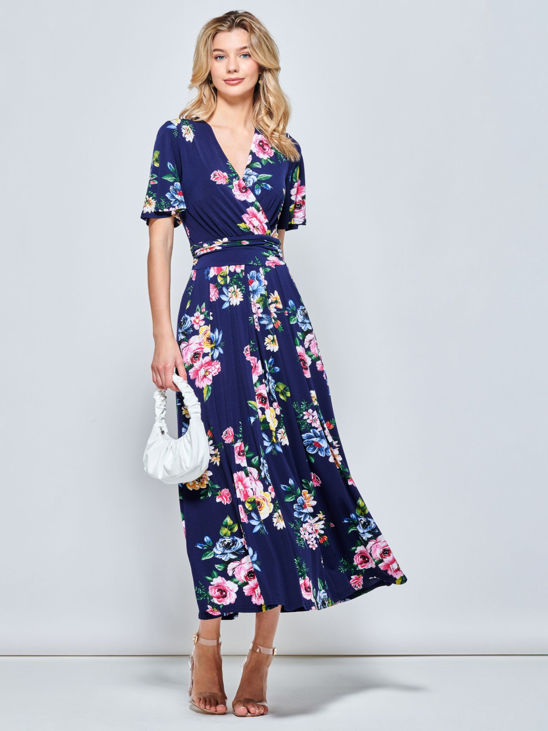 Buy Jolie Moi Shreya Jersey Angel Sleeve Maxi Dress, Multi Online at johnlewis.com