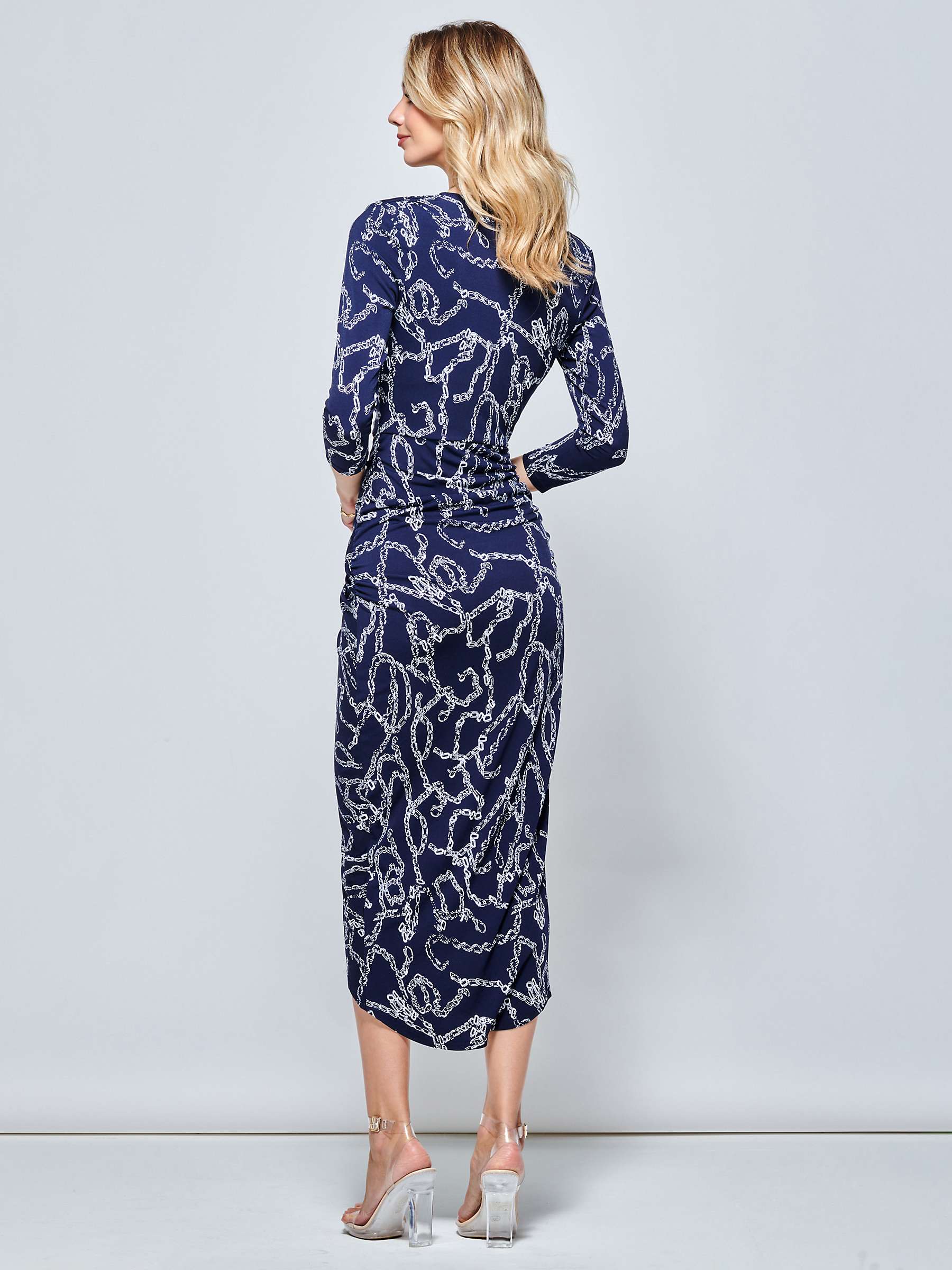 Buy Jolie Moi Chain Print Bodycon Wrap Maxi Dress, Navy Online at johnlewis.com