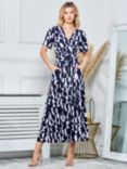 Jolie Moi Angel Sleeve Print Jersey Midi Dress, Navy/Print