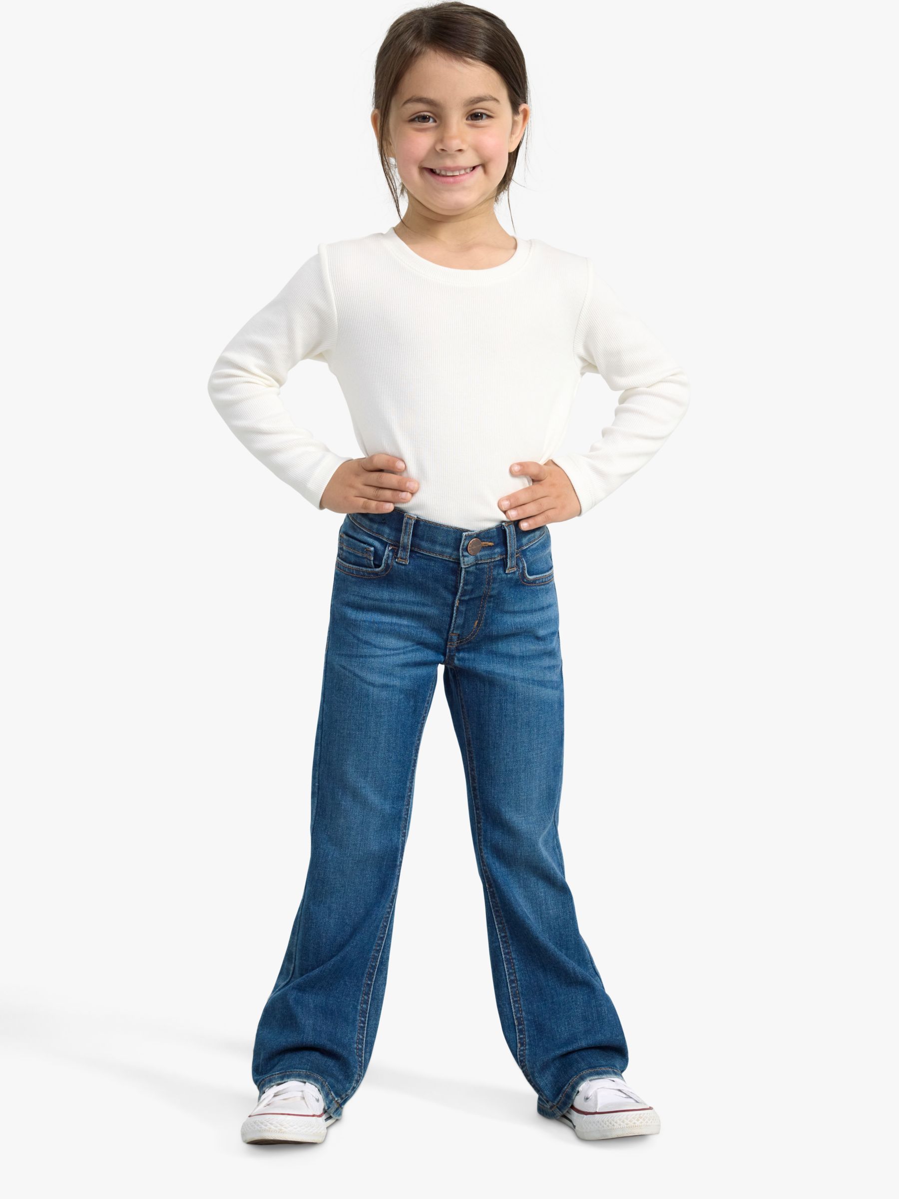 Lindex Kids' Flared Denim Jeans, Blue at John Lewis & Partners