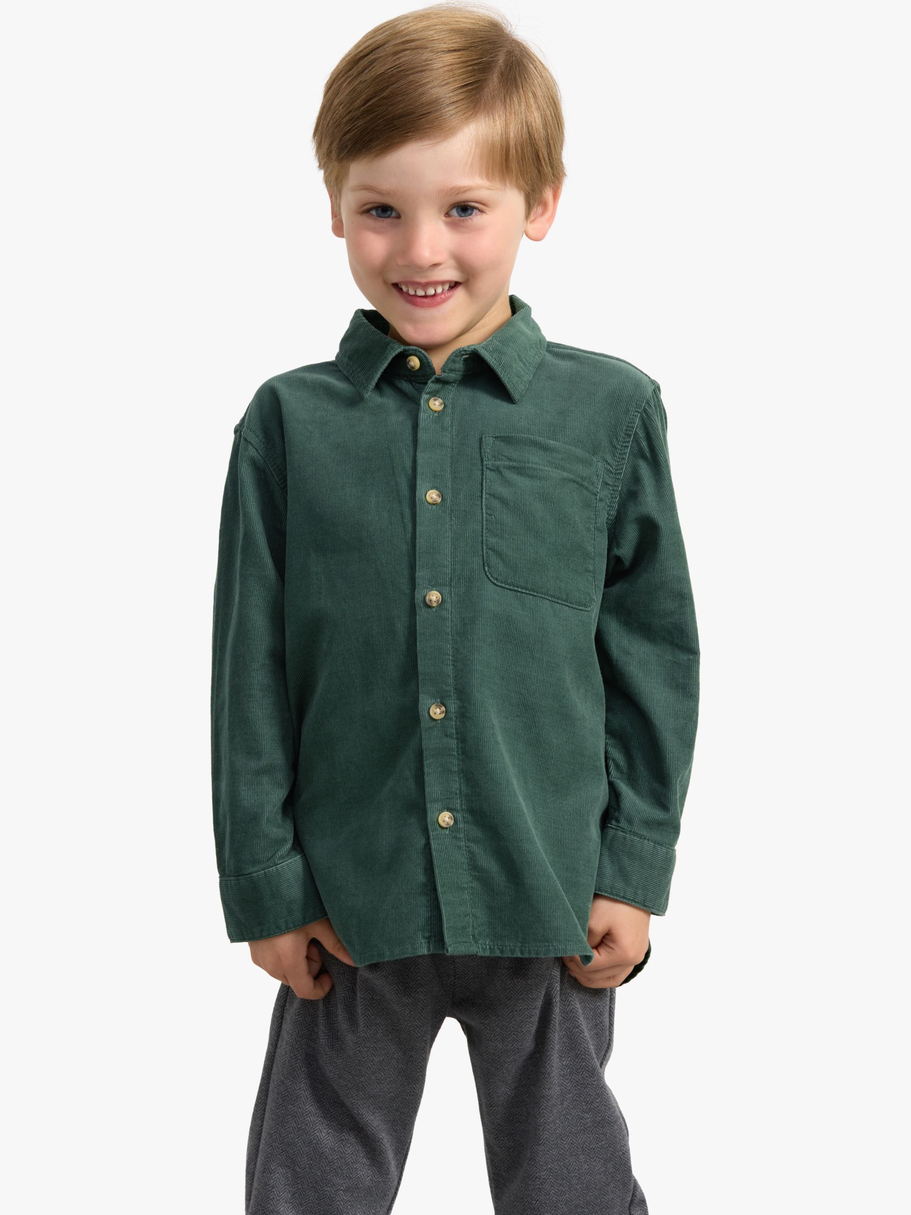 Buy Lindex Kids' Corduroy Shirt, Green Online at johnlewis.com