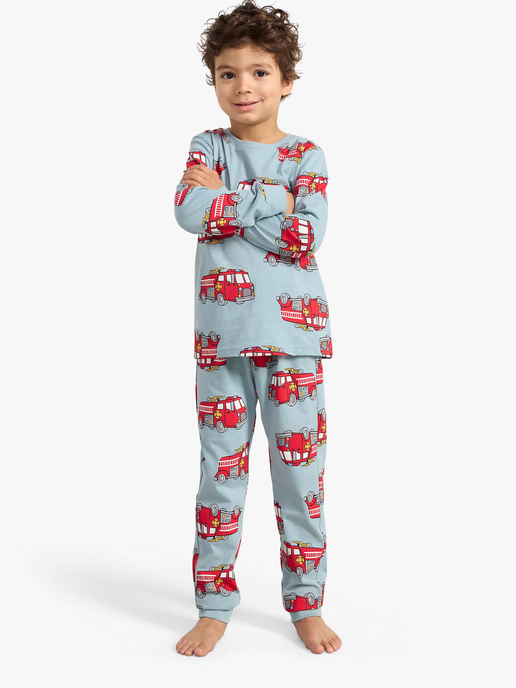 Buy Lindex Kids' Fire Truck Print Pyjamas, Blue/Multi Online at johnlewis.com