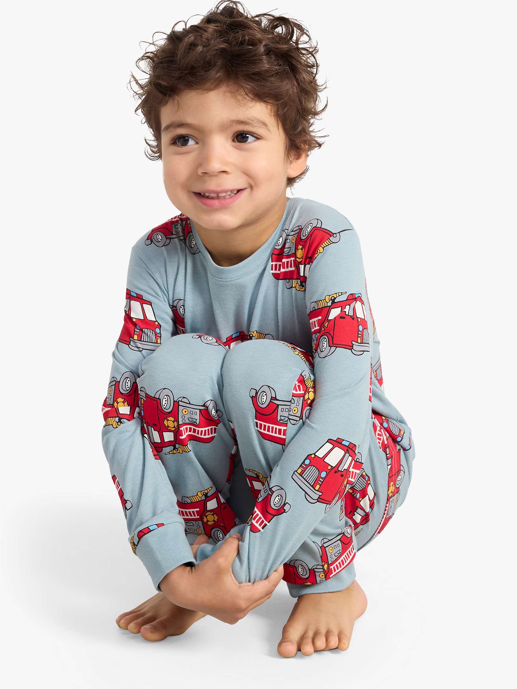 Buy Lindex Kids' Fire Truck Print Pyjamas, Blue/Multi Online at johnlewis.com