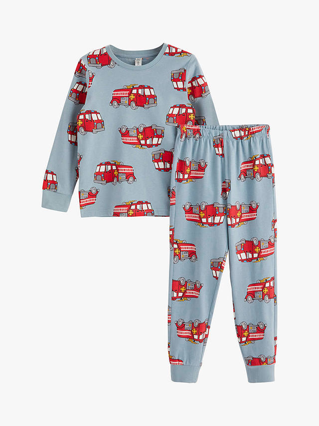 Lindex Kids' Fire Truck Print Pyjamas, Blue/Multi