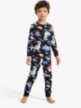 Lindex Kids' Dinosaur Print Pyjamas, Blue