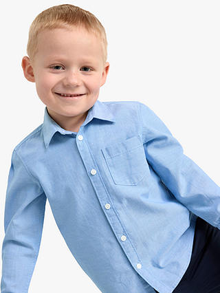 Lindex Kids' Preppy Oxford Long Sleeve Shirt, Blue