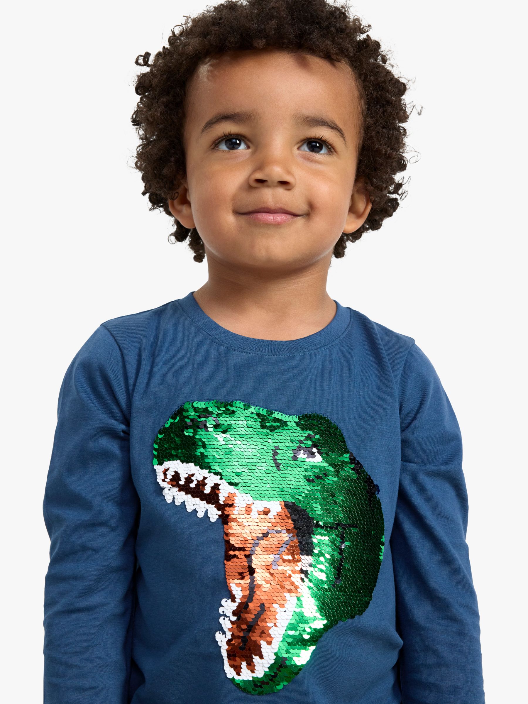 Buy Lindex Kids' Dino Sequin Long Sleeve T-Shirt, Blue/Multi Online at johnlewis.com