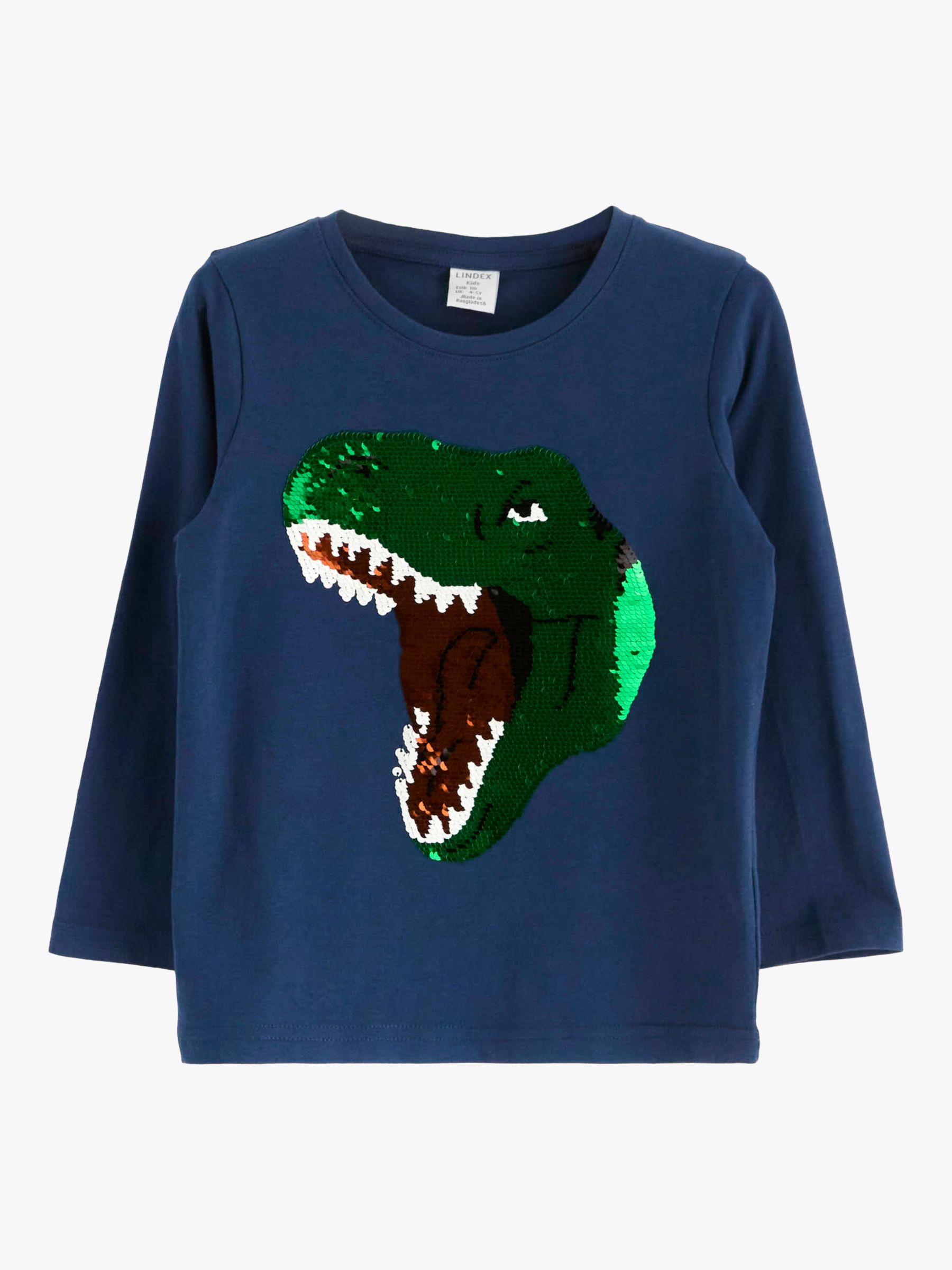 Buy Lindex Kids' Dino Sequin Long Sleeve T-Shirt, Blue/Multi Online at johnlewis.com