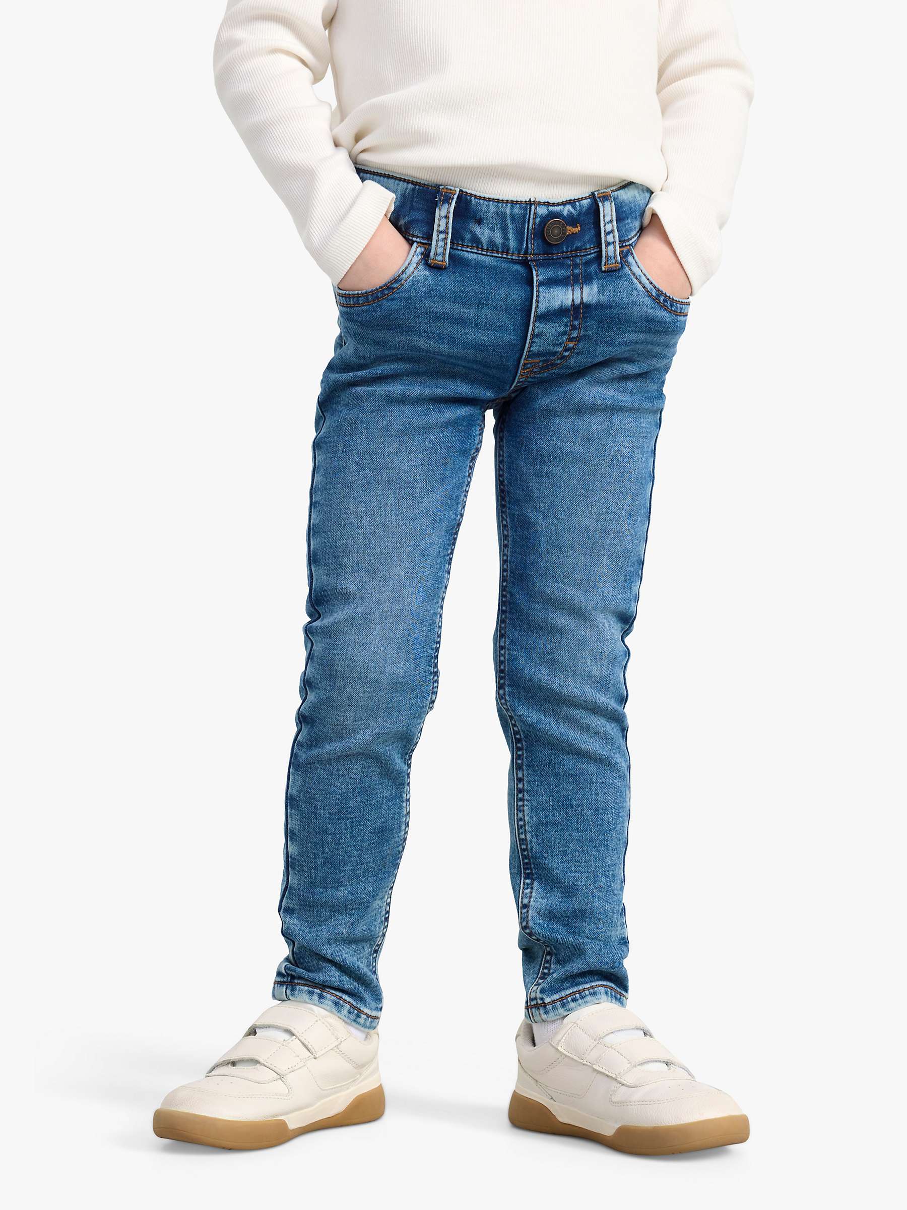 Lindex Kids' Mid Wash Slim Jeans, Blue at John Lewis & Partners