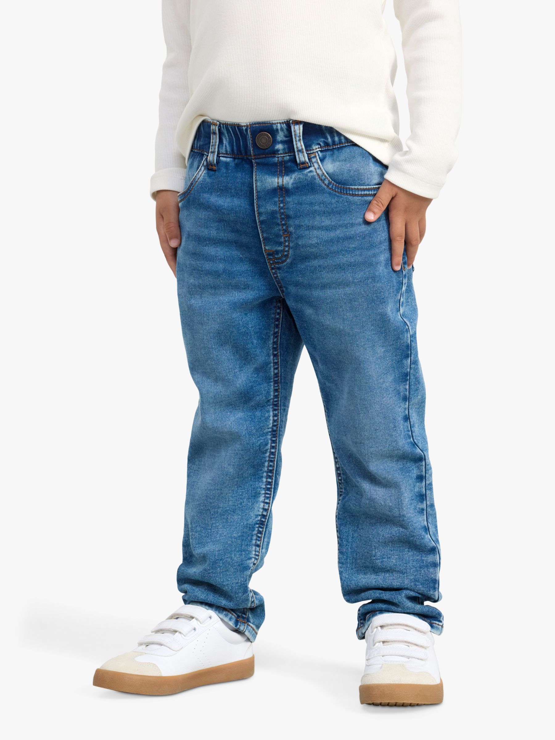 Lindex Kids' Tapered Cotton Blend Jeans, Blue, 2 years