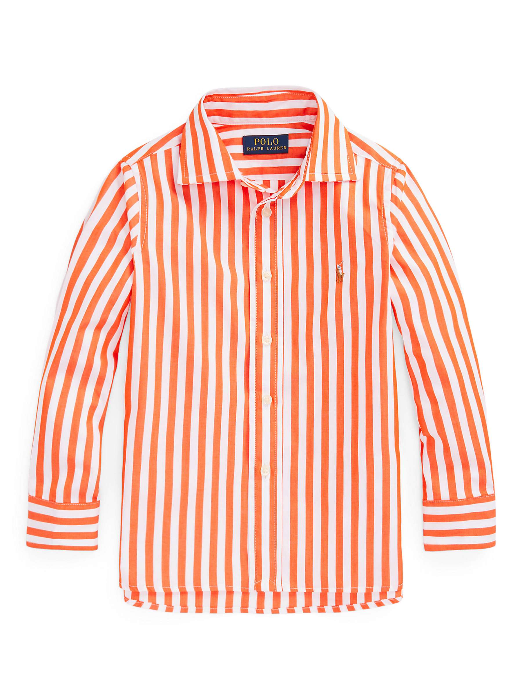 Buy Ralph Lauren Kids' Striped Cotton Sport Shirt, Coastal Orange Online at johnlewis.com