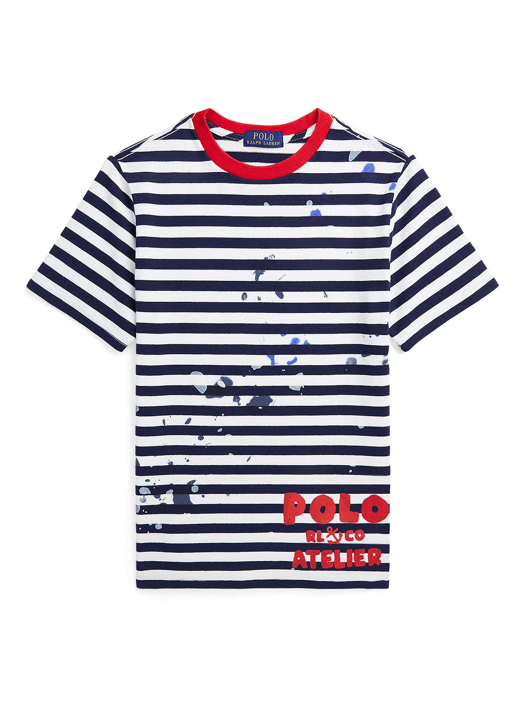 Ralph Lauren Kids' Artistic Stripe Short Sleeve T-Shirt, Newport Navy ...
