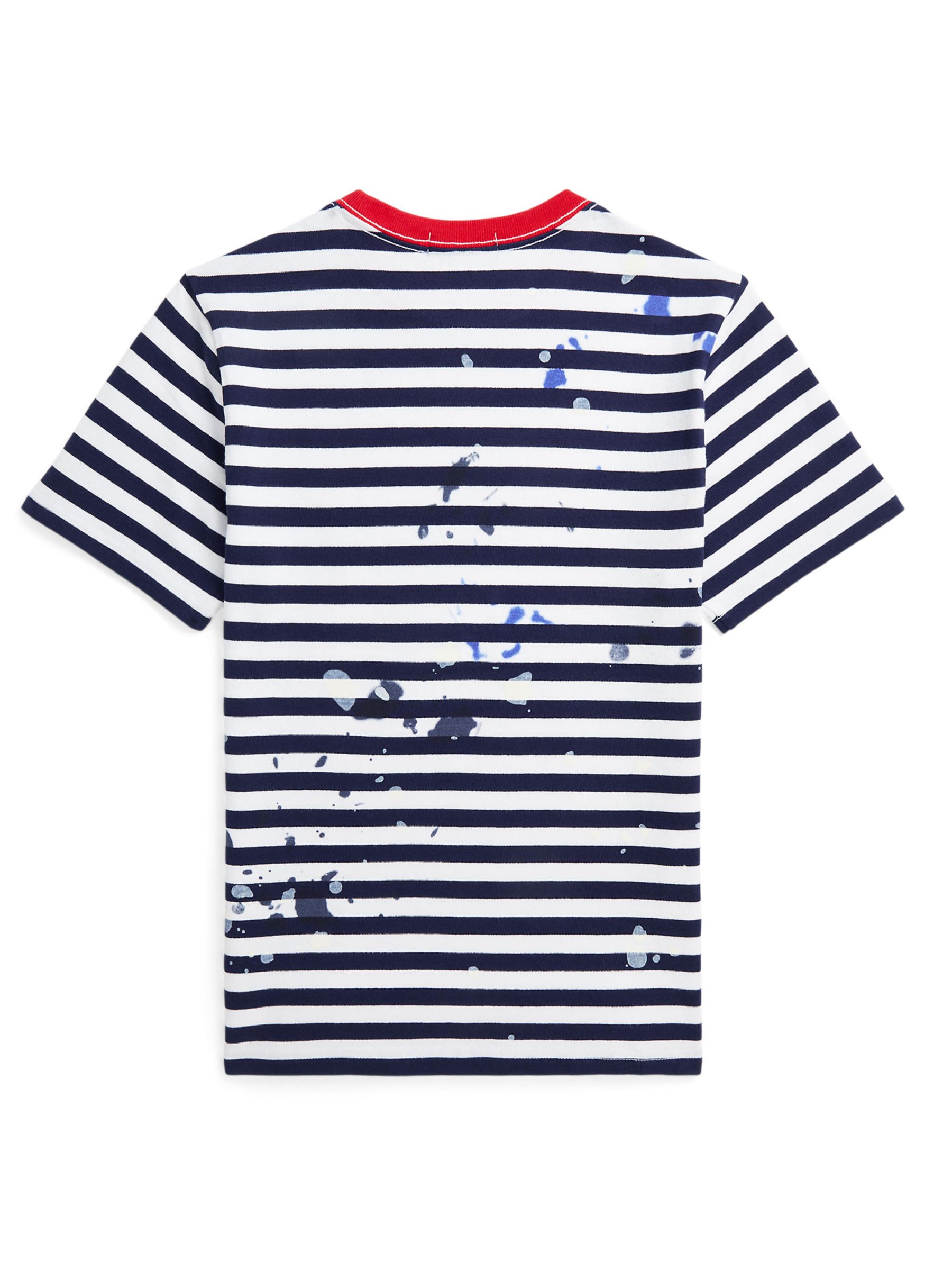 Ralph Lauren Kids' Artistic Stripe Short Sleeve T-Shirt, Newport Navy, 4 years
