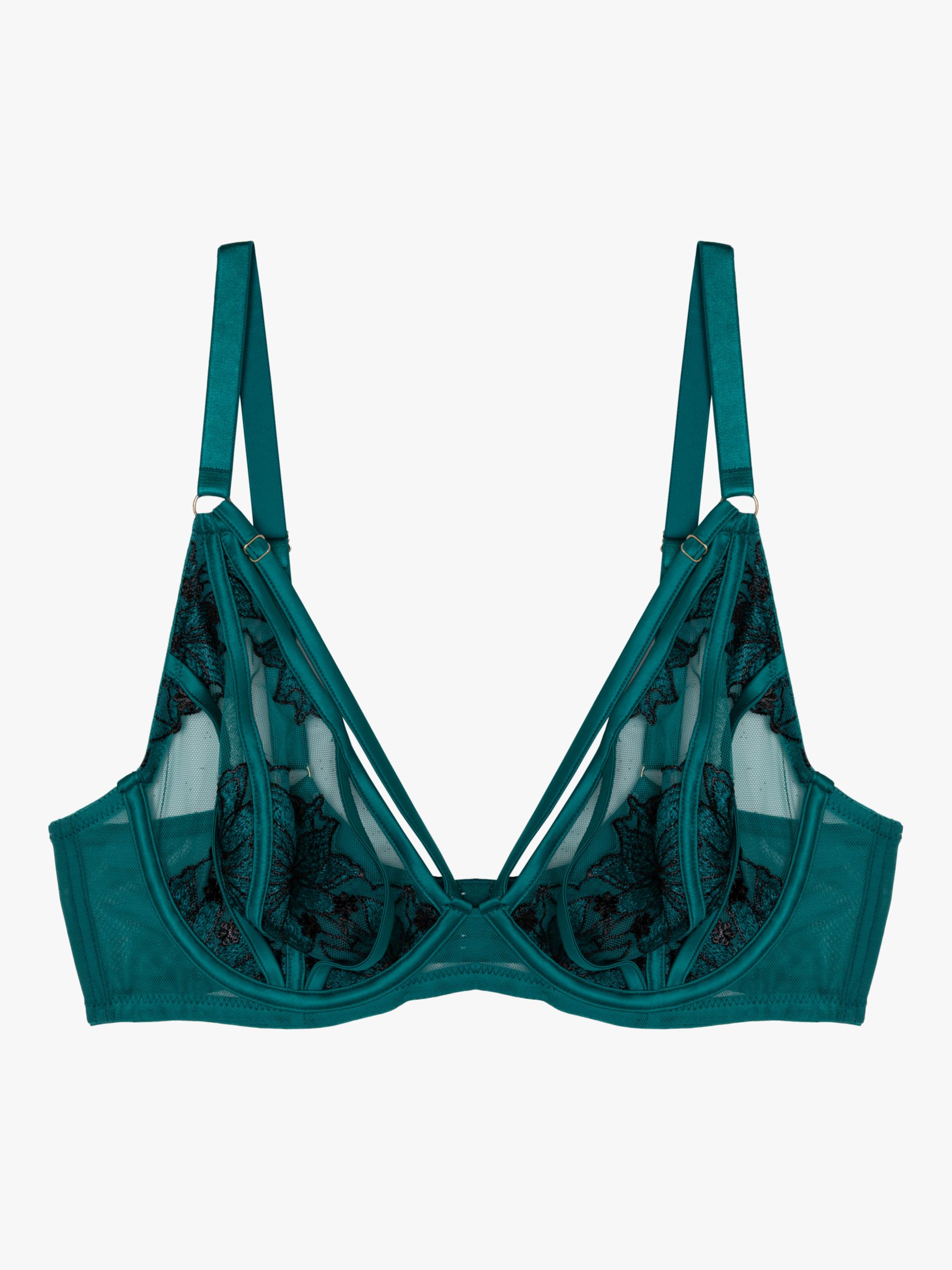 Playful Promises Rhiannon Caged Embroidery Plunge Bra, Teal at John ...