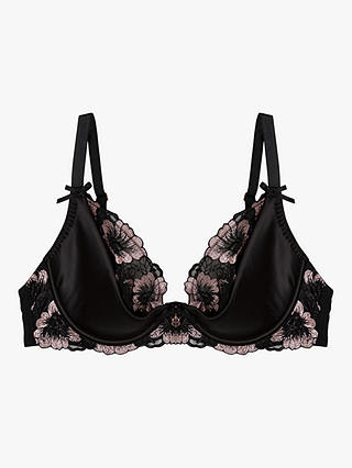Playful Promises Alicia Embroidered Plunge Bra, Black/Coral