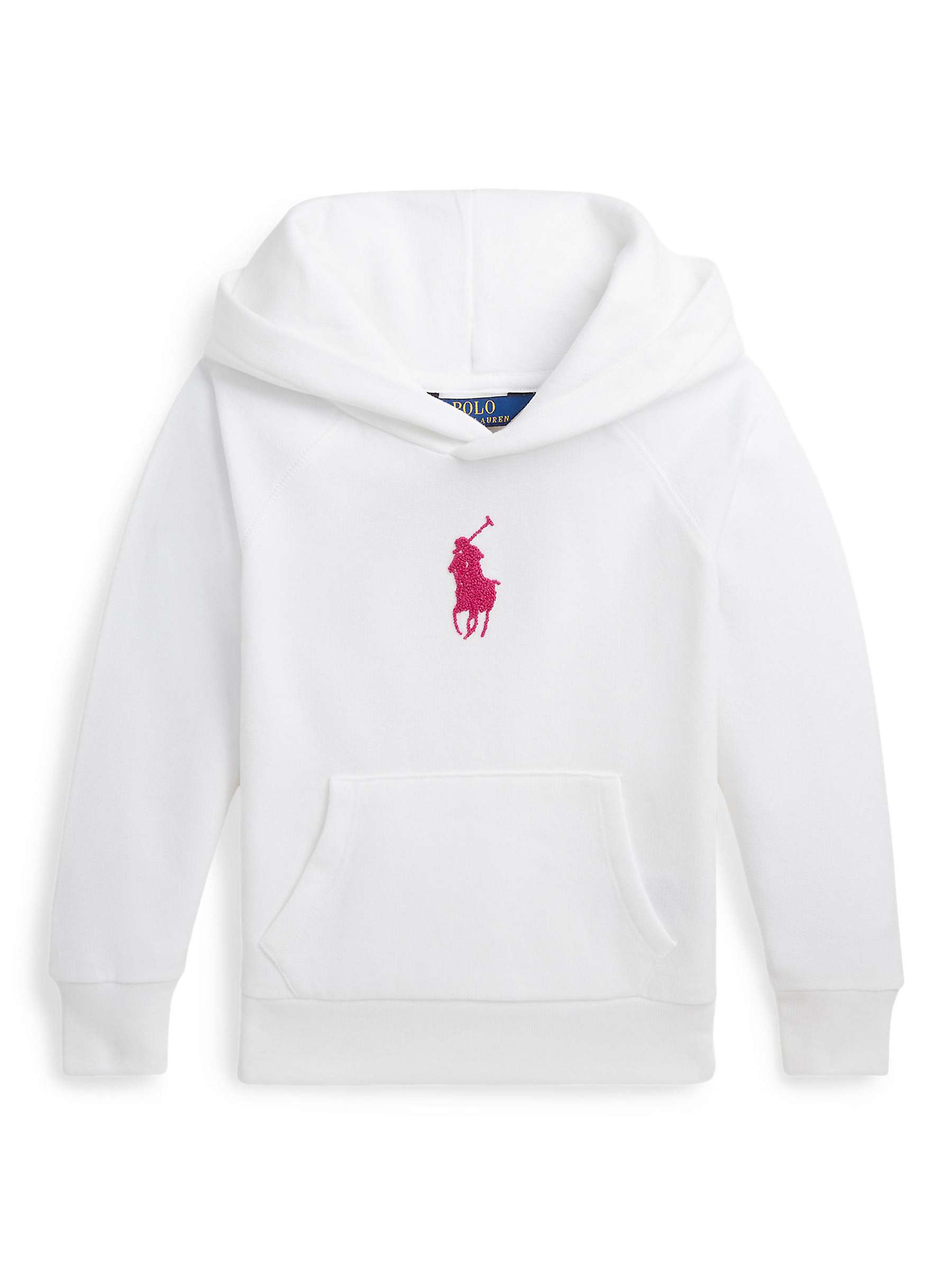 Buy Ralph Lauren Kids' Logo Embroidered Hoodie, White/Pink Online at johnlewis.com